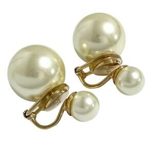 Christian Dior Dior Women's Tribal Clip Earrings, Faux Pearl